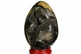 Septarian Dragon Egg Geode - Black Crystals #143157-1